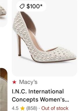 INC International Concepts Ivory Pearl-Embellished Pointed-Toe Pump
